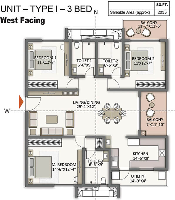 Apartments @ The Prestige City Hyderabad Floor Plan